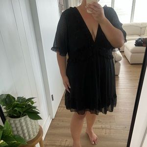 Dobby Ruffle Angel Sleeve Skater Dress - 18